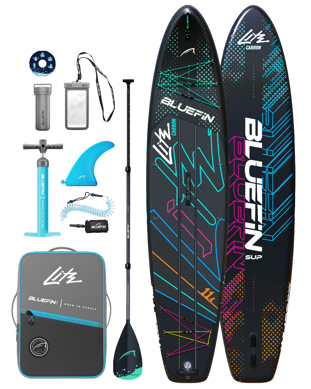 Lite Planche à pagaie gonflable premium Carbon 11'4
