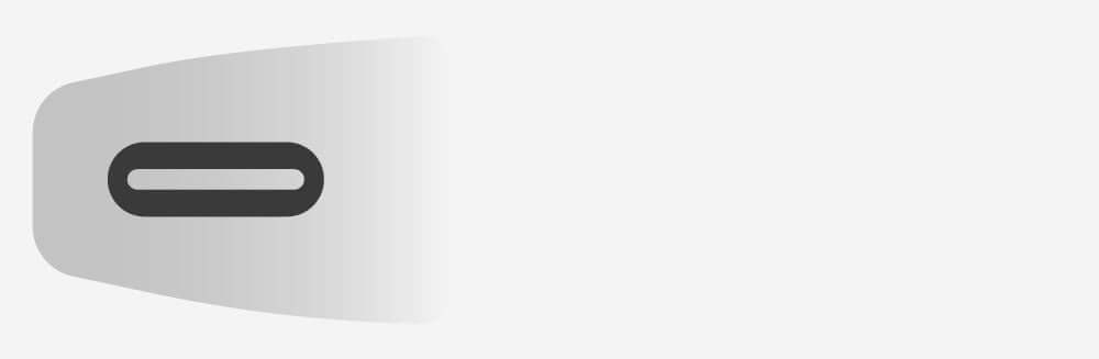 USB-C connector with a rounded design and a horizontal slot for connection