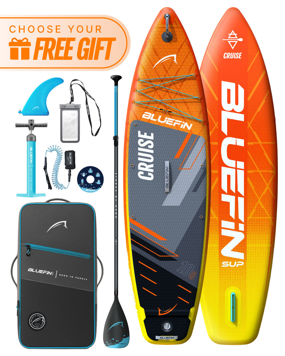 Cruise Paddleboard gonflable SUP 10'8 - Orange