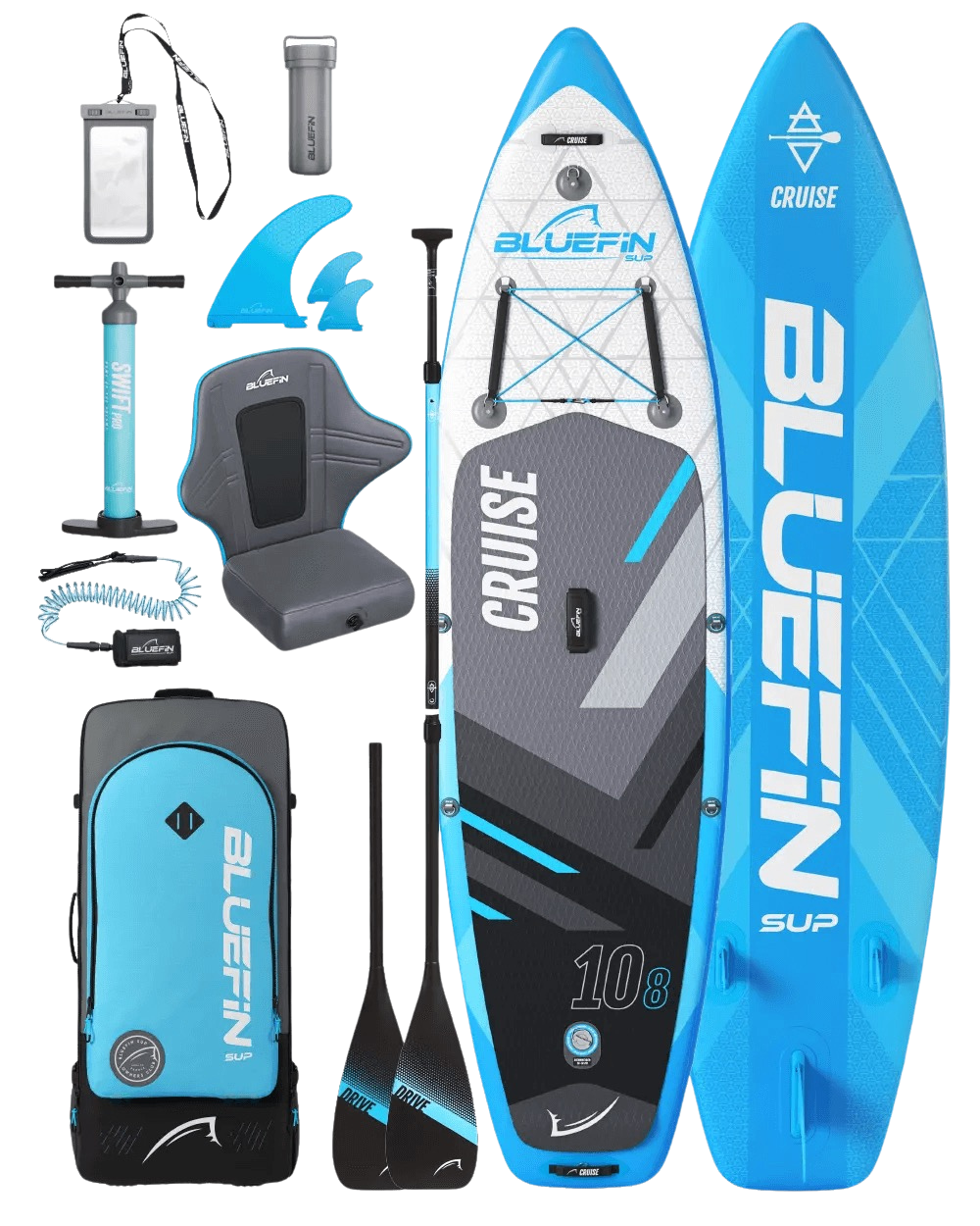 Cruise 10'8 Legacy Blue Aufblasbares Paddleboard mit Kajak-Kit (Ausgabe 2024)