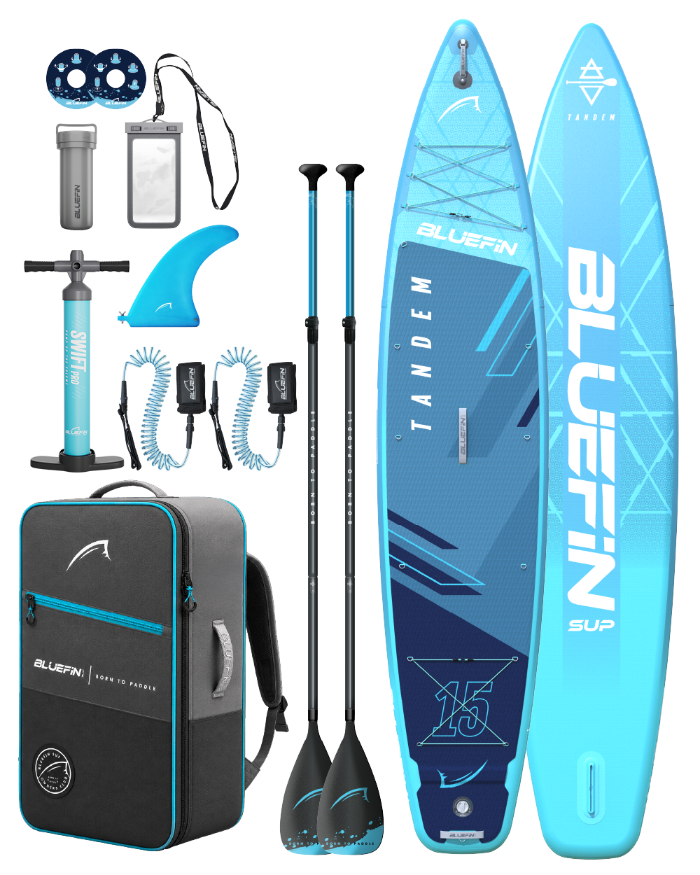 Tabla de paddle surf inflable en tándem de 15'
